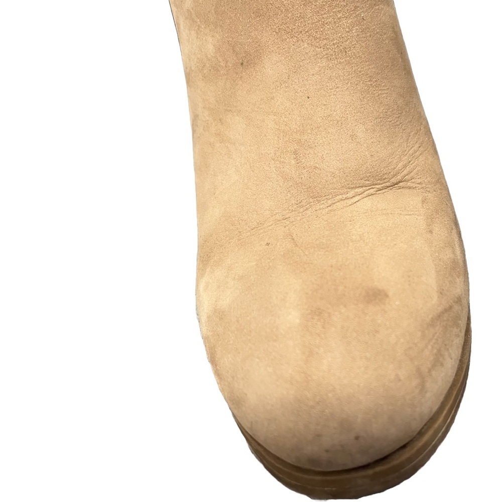 Steve Madden Tan SHEPP Suede Ankle Boots Sz 9.5 V Notch Cut-Out Western - Picture 3 of 10